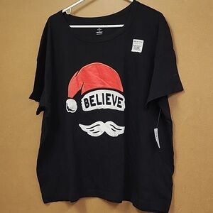 Old Navy Black Believe Santa Christmas T-Shirt